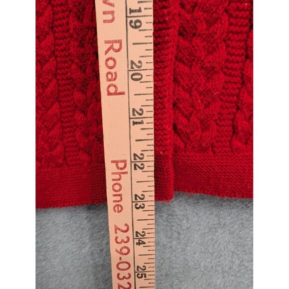 Vintage Cuddle Knit Sweater Womens Medium Red Cable Knit Cardigan Made USA 80s - Picture 4 of 7